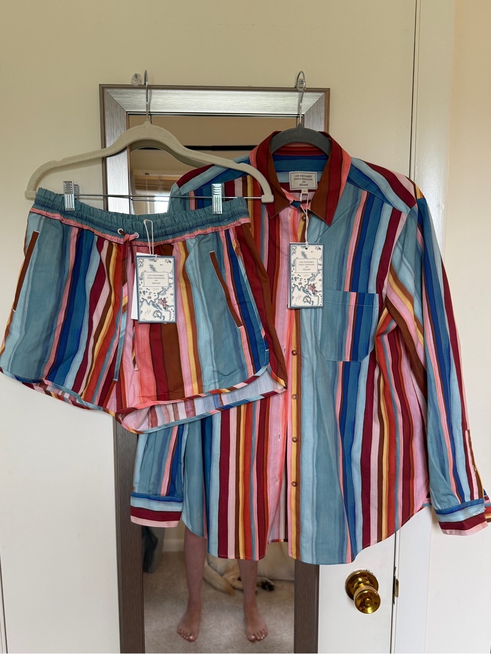 NWT SZ 36 Sézane x Inoui Editions MAX Tuba Multi Striped Button-Down Shirt 🇫🇷! - Picture 3 of 10